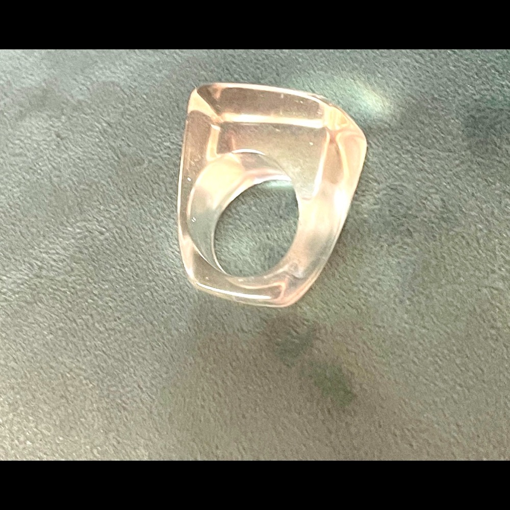 Lucite clear square ring size 5.75.